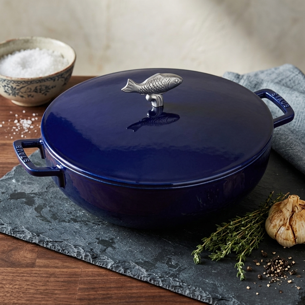 Cocotte Staub Marin Bouillabaisse premium en fonte émaillée